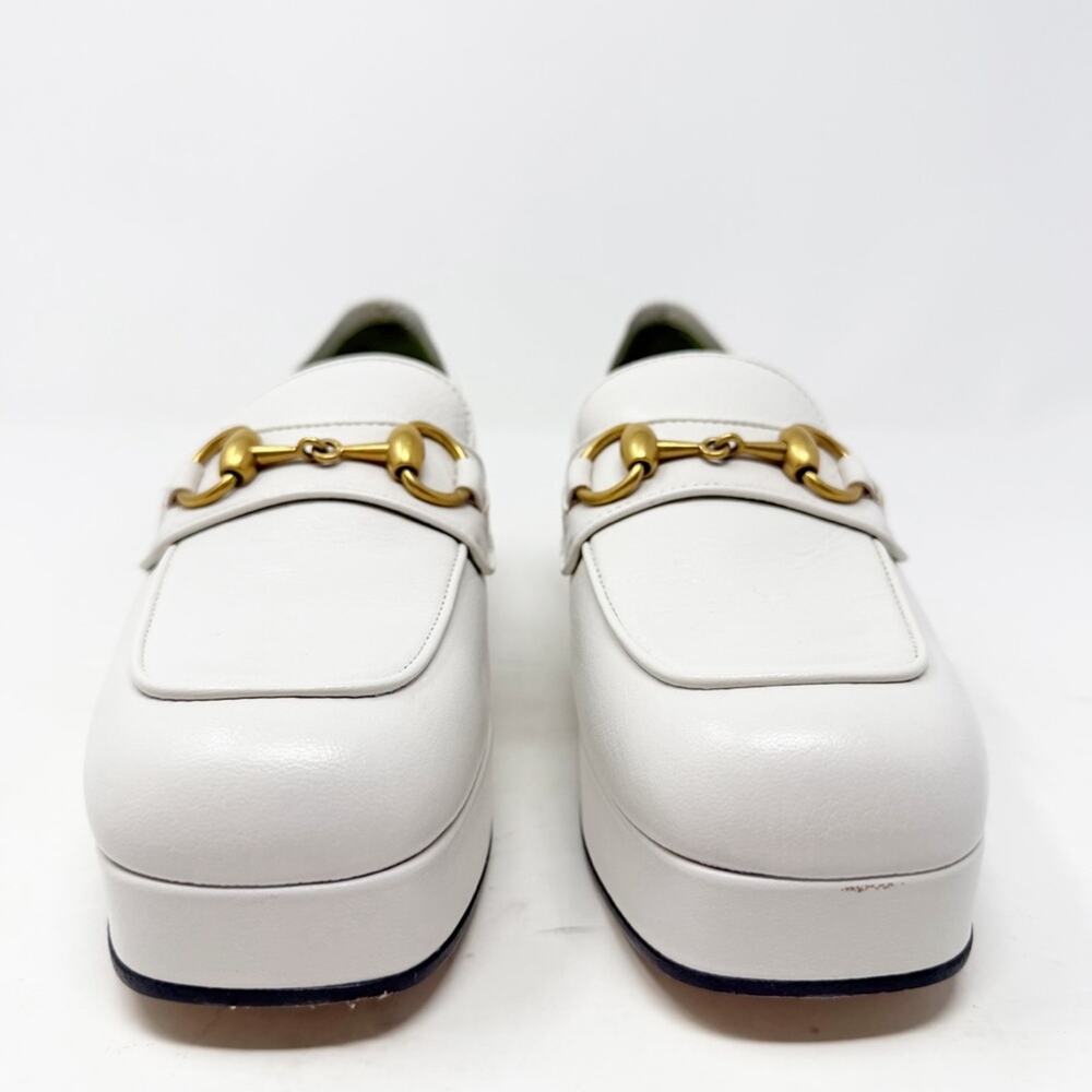 Gucci Houdan Horsebit Platform Loafers White Leather Womens Size EU 36 - Picture 3 of 11